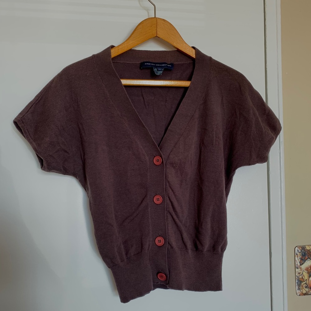French Connection button up crop cardigan